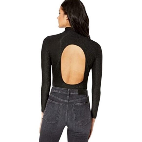 BlankNYC Sheer Bodysuit Women's Size M Manhattan Sparkle Mockneck Glam Party - Picture 7 of 7